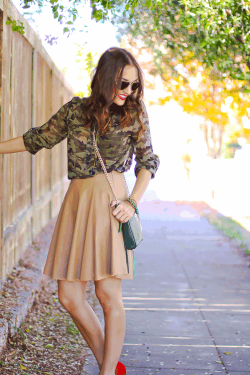 Pleated Faux Leather Skirt